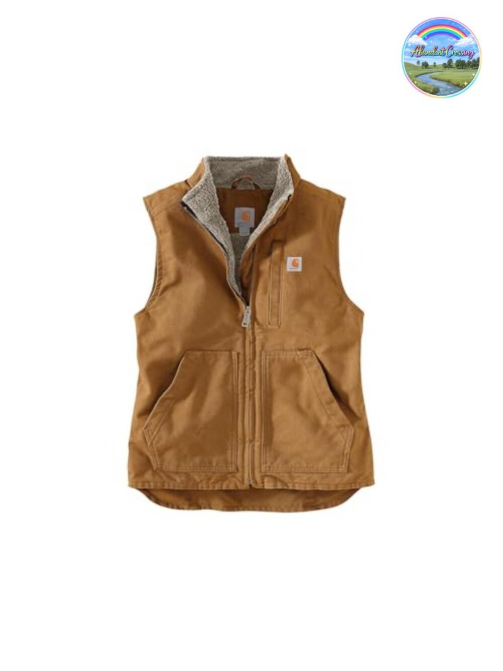 Women's Quilted Vest with Sherpa Lining, Zip Front Mock Neck Sleeveless